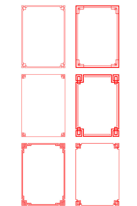 中国风红色方形边框元素
