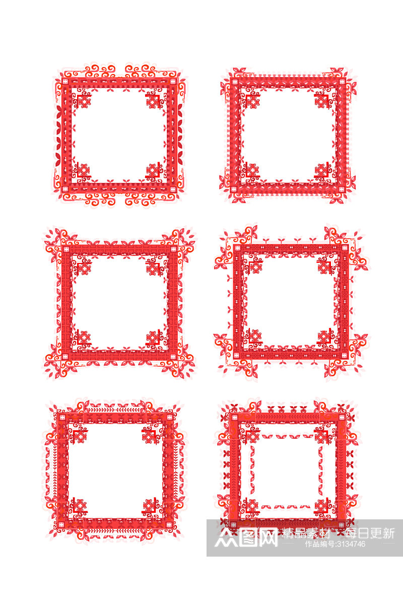 中国风红色古典边框元素素材