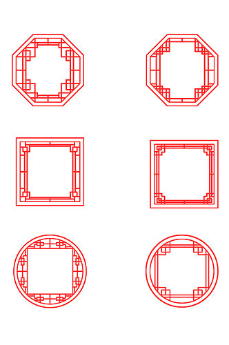 中式新中式几何边框元素