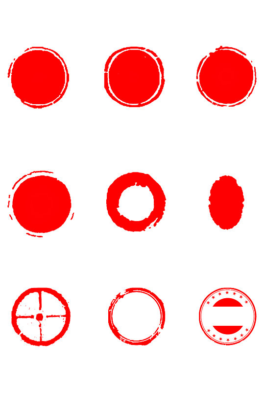 红色圆形印章边框元素