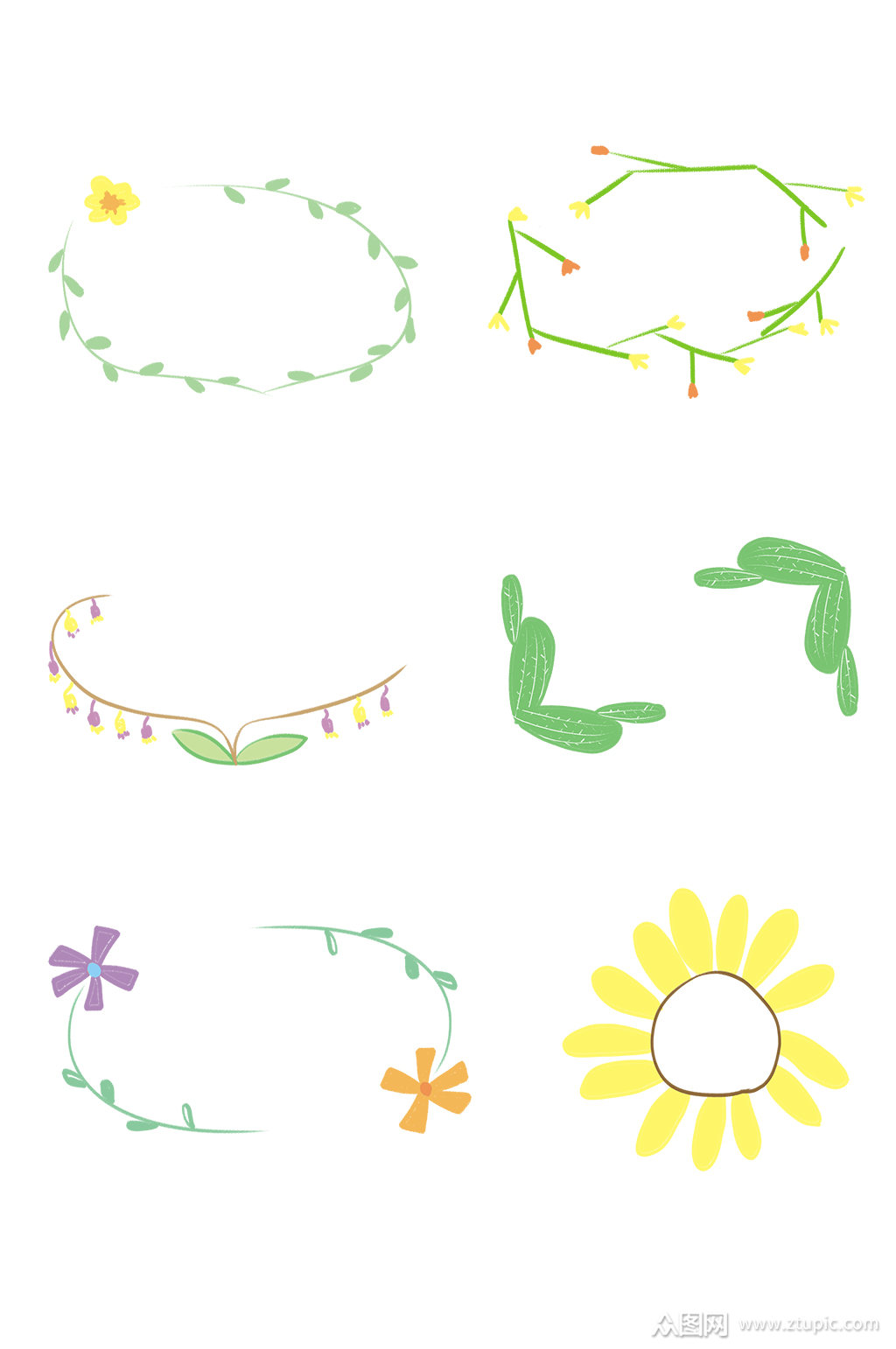 简约植物边框花纹花边元素素材