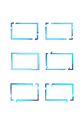蓝色浅蓝渐变几何矩形边框元素