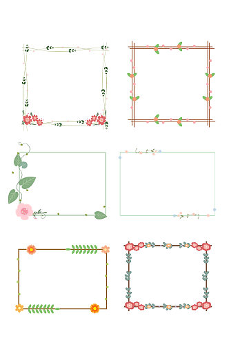 简约小清新手绘风花卉边框方框对话框元素