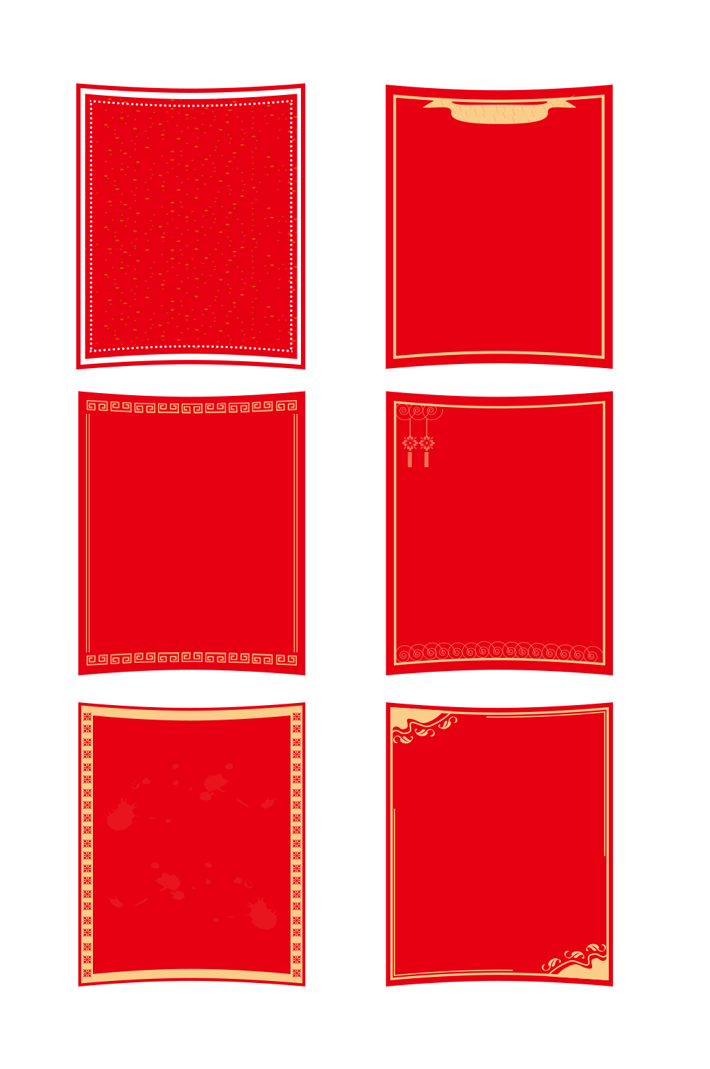 中式紅色底紋原創(chuàng)喜慶套圖邊框元素素材