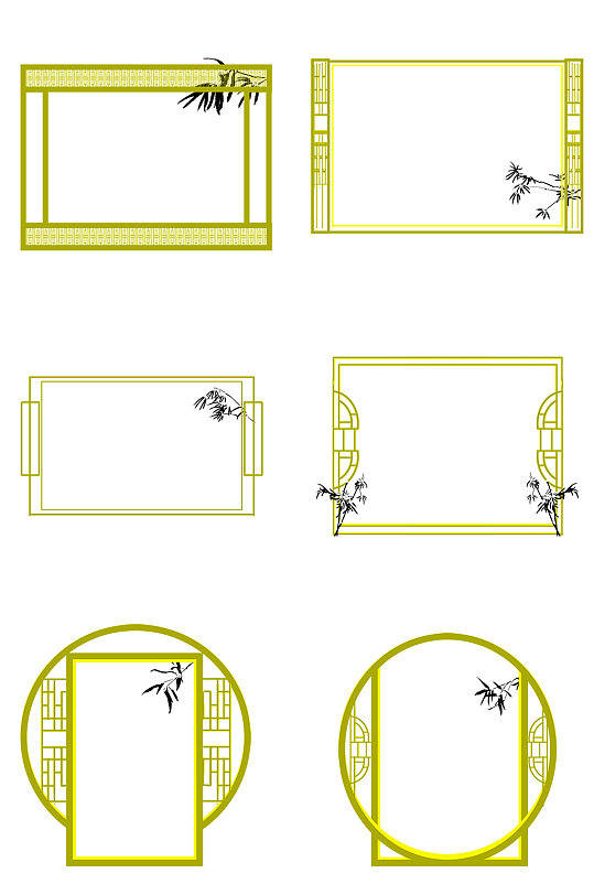 中式简约竹子边框花纹元素