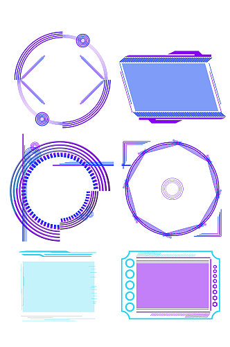 简约结合科技花纹边框元素