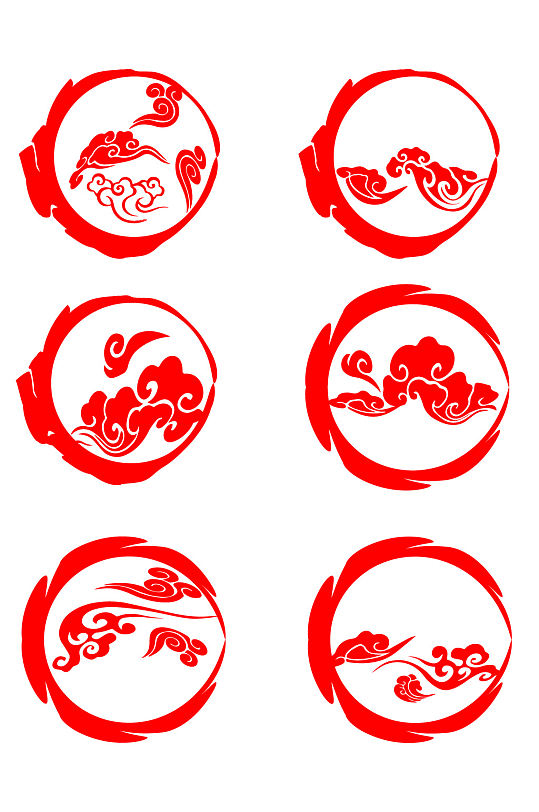 ai矢量中式古典云朵祥云元素