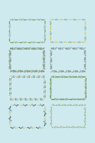 矢量简约手绘花草花纹边框