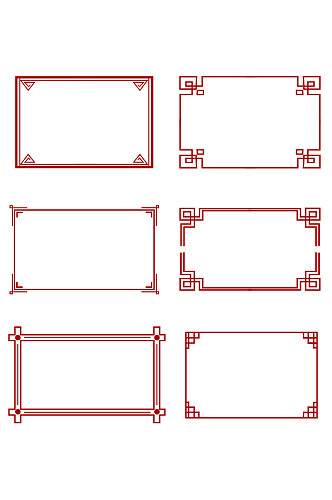 中国风边框古典创意红色边框元素