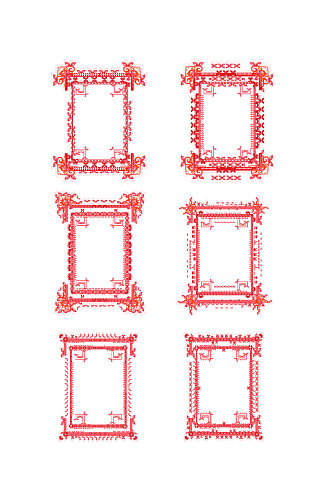 中国风大红海报复古边框元素