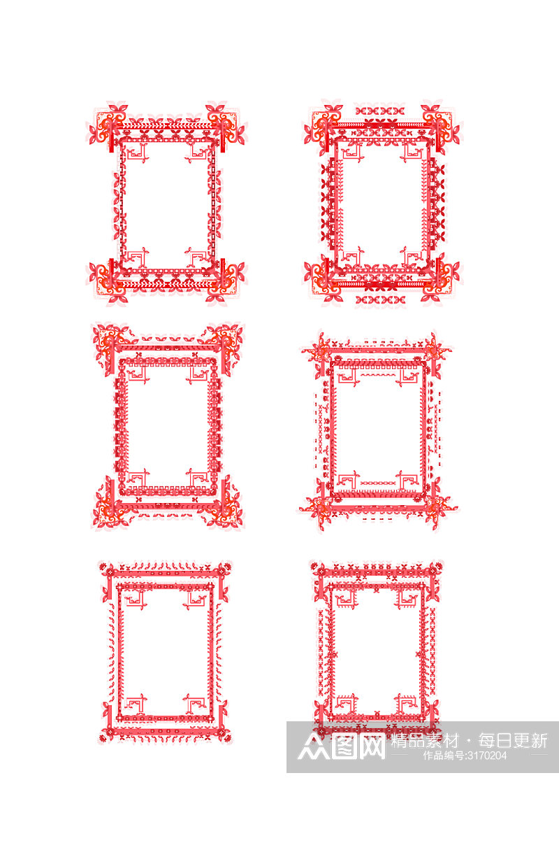 中国风大红海报复古边框元素素材