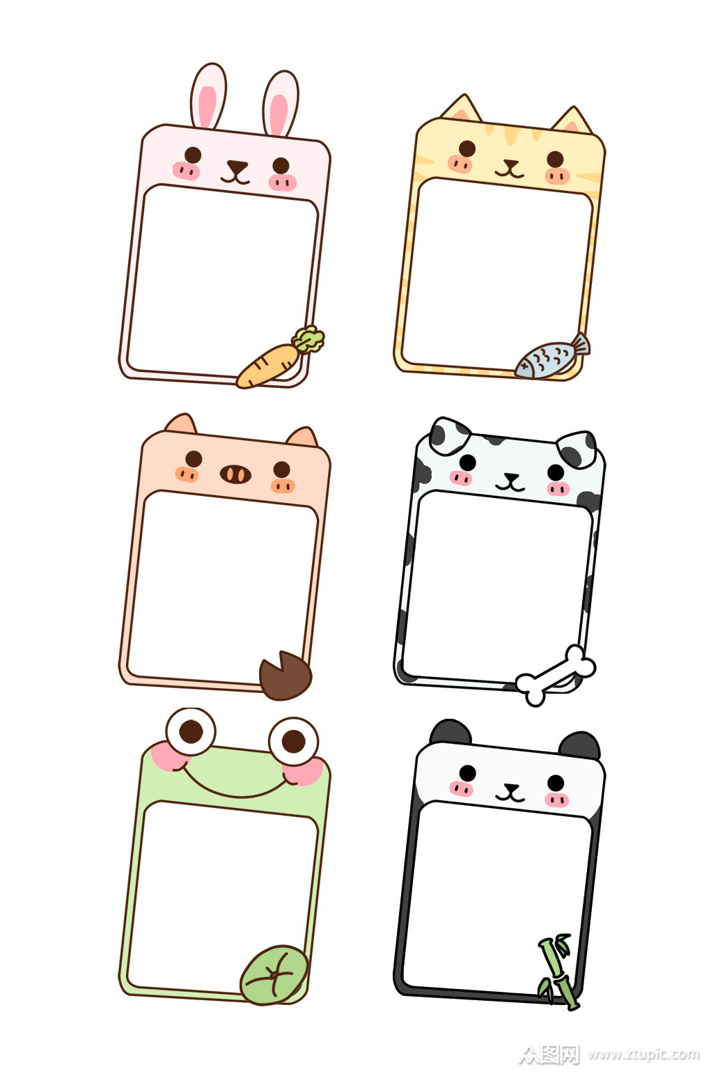 简约卡通动物边框装饰框对话框元素