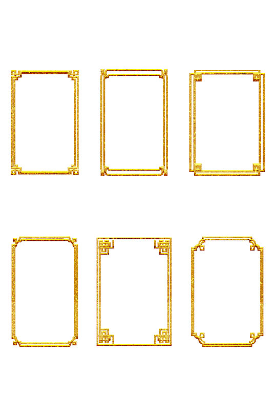 中式线条金色边框装饰框元素