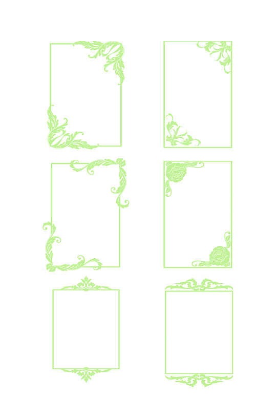 薄荷绿手绘简约花卉花边方框相框边框元素