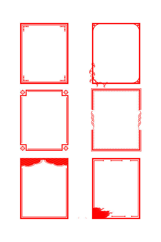 简单红色中国风边框元素