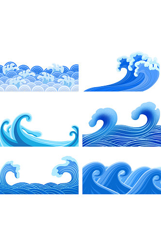 蓝色海浪波浪元素