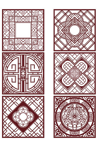 中式古典雕花窗格元素
