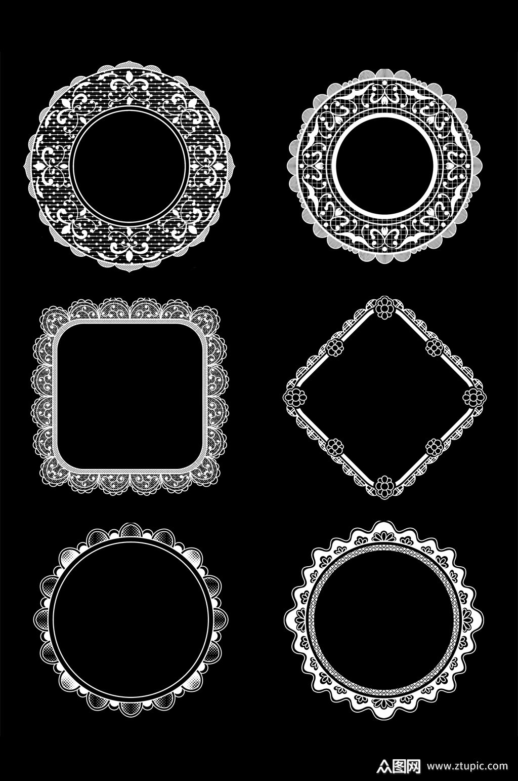 简约手绘边框蕾丝元素素材