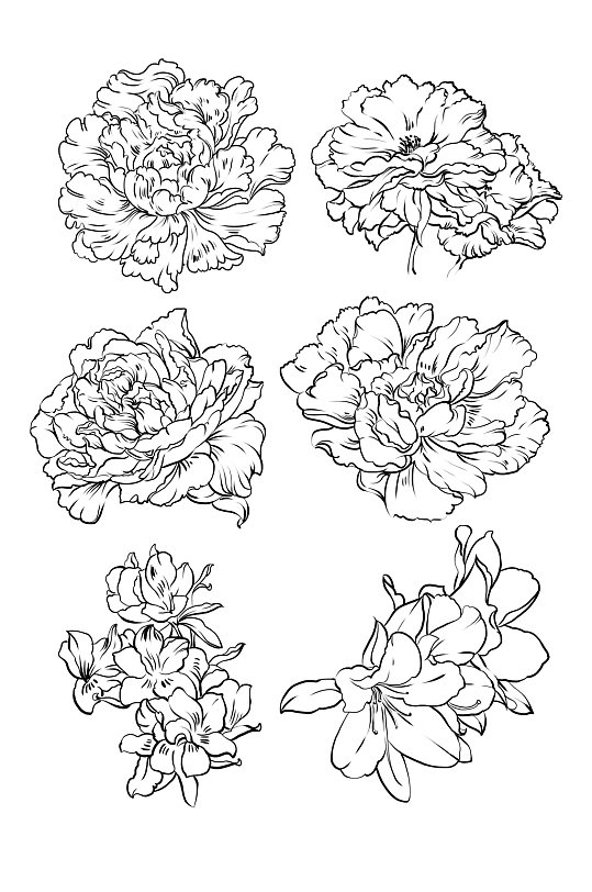 复古手绘花朵纹理元素