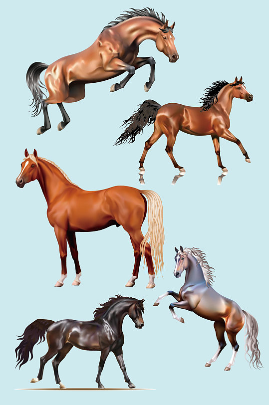 ai矢量马儿奔马