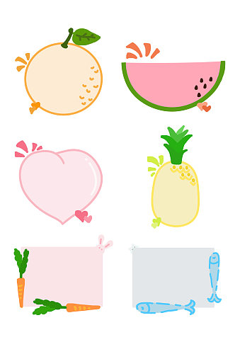 手绘水果对话框边框元素