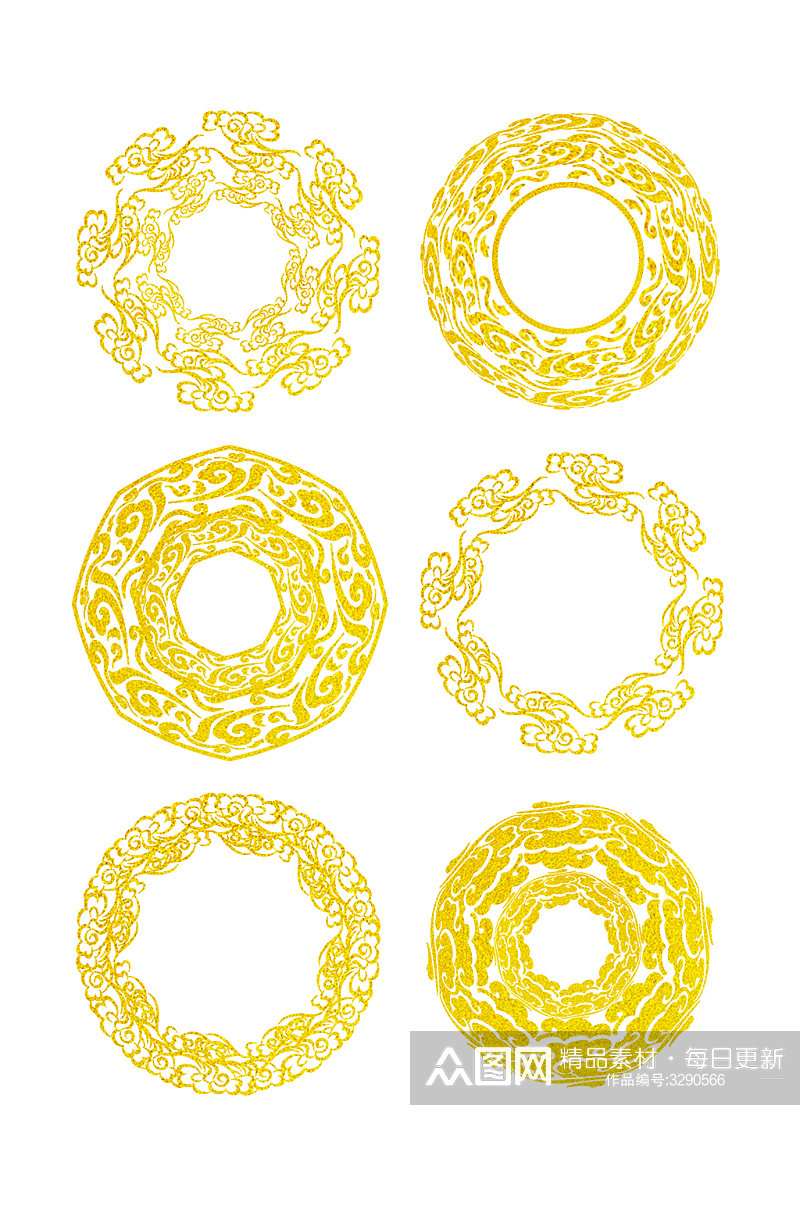 中式圆形装饰花纹元素素材