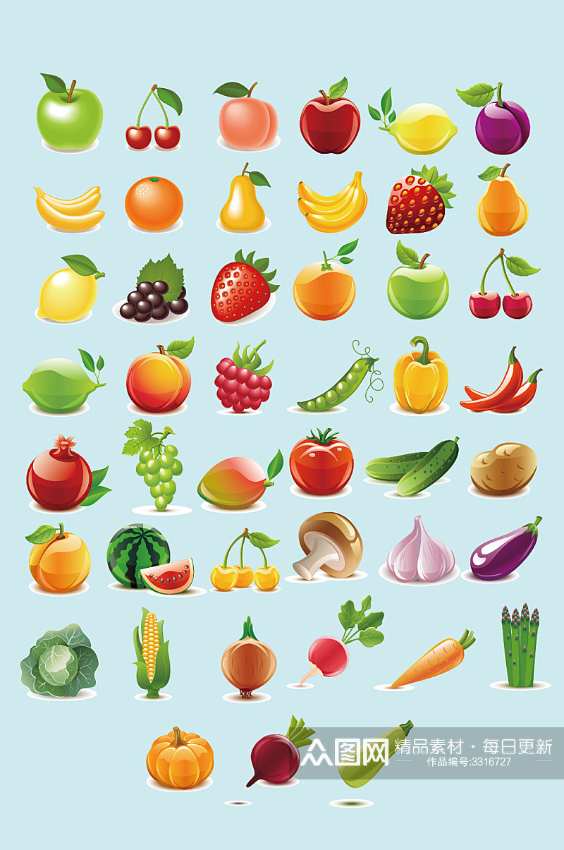 AI矢量水果蔬菜素材
