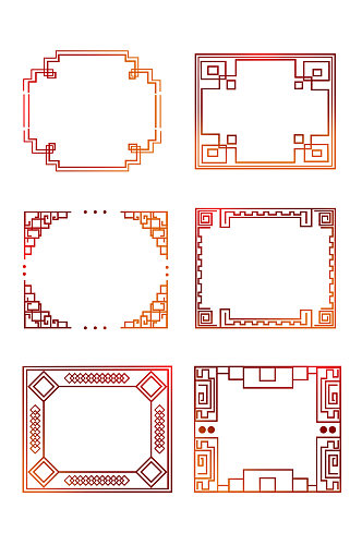 简约大气中国风创意古典红色中式边框元素