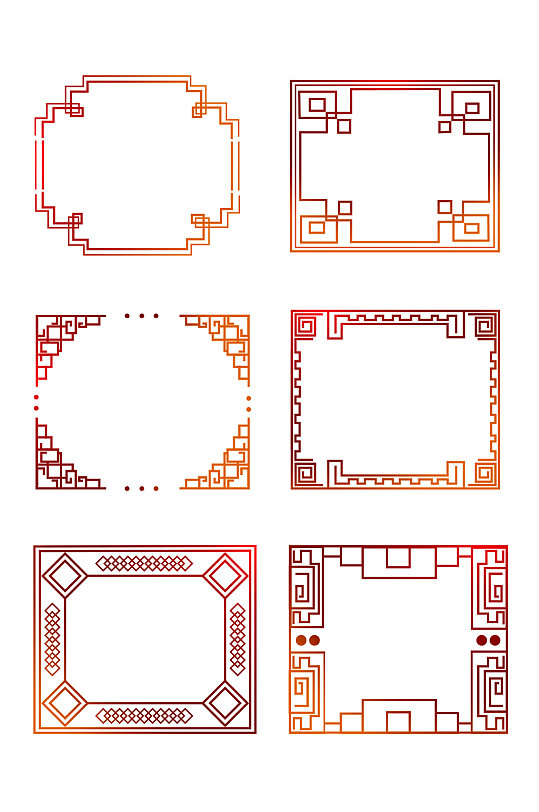 简约大气中国风创意古典红色中式边框元素