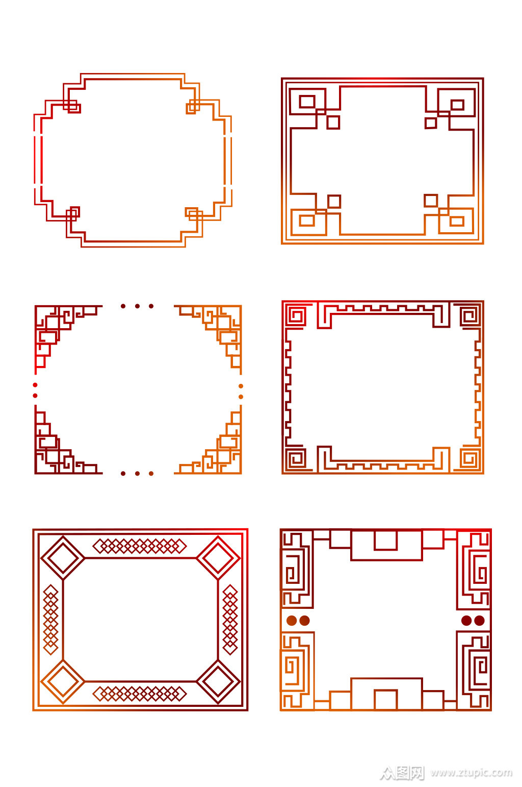 简约大气中国风创意古典红色中式边框元素