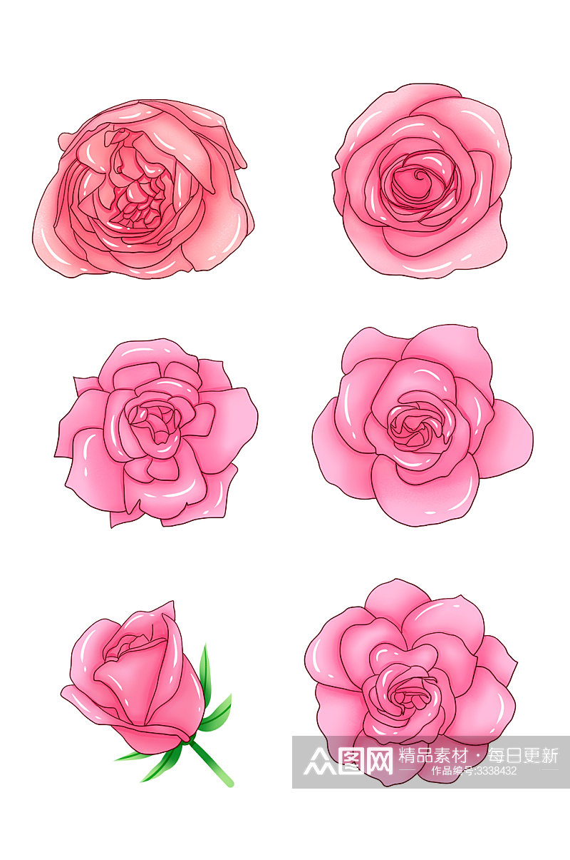 手绘水彩水墨玫瑰花玫瑰元素素材