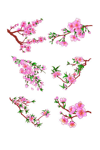 水墨水彩粉色花朵花儿