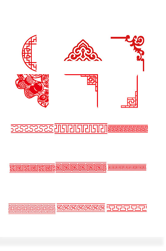 中式古典装饰花纹花边元素