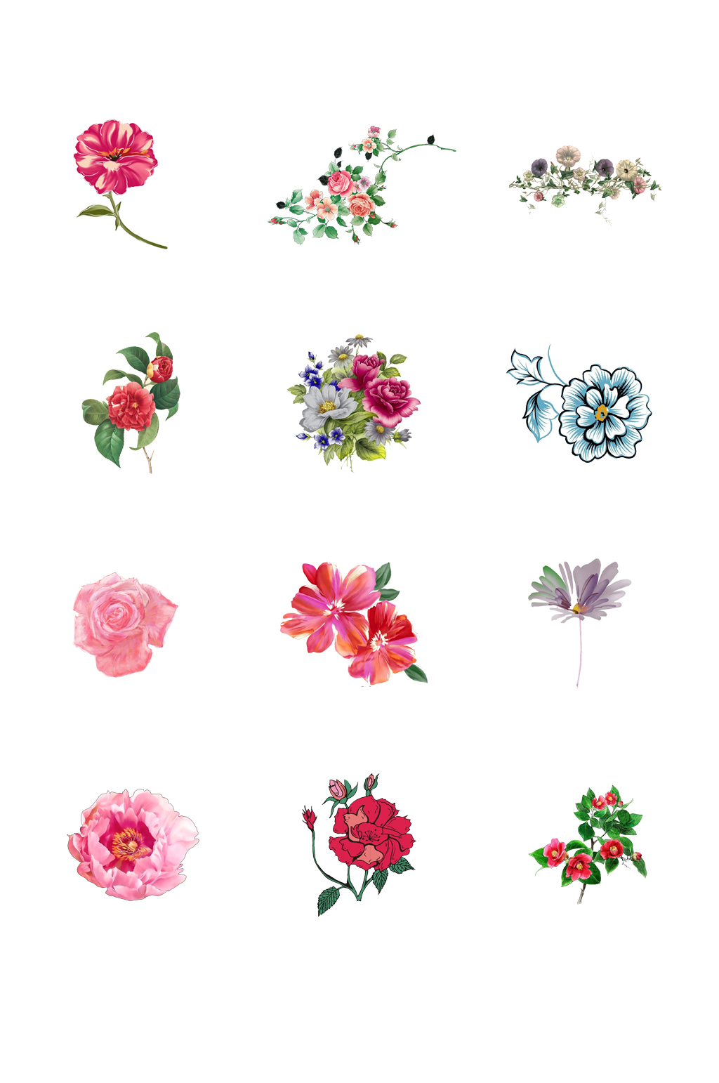 简约彩绘花朵花儿元素素材