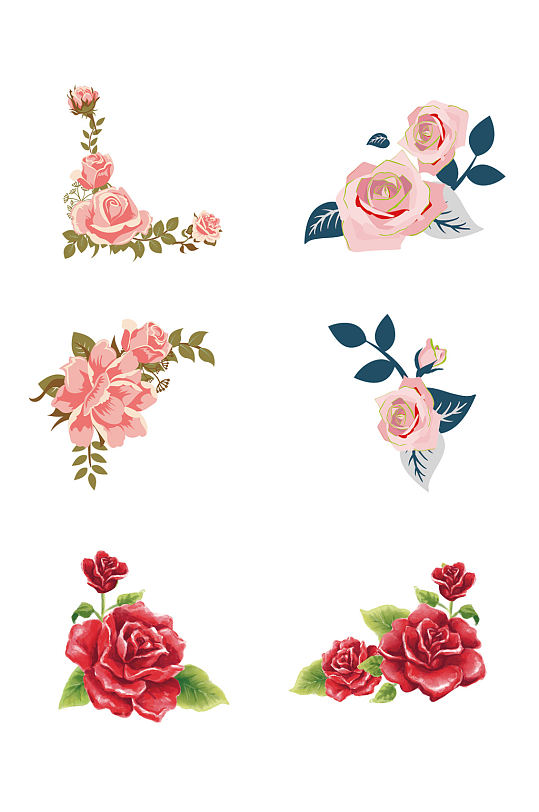 ai矢量手绘玫瑰花玫瑰元素