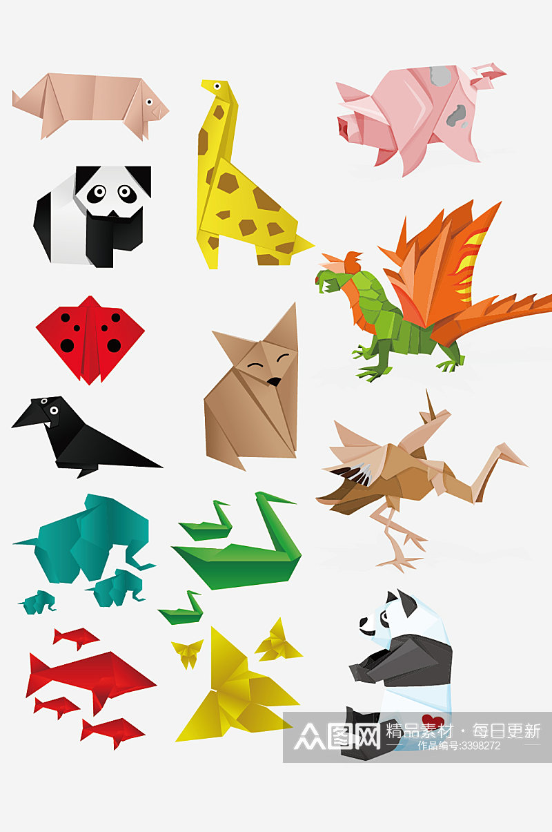 AI矢量折纸动物素材