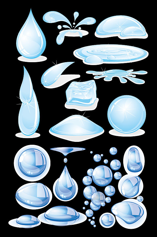 ai矢量立体水滴水花