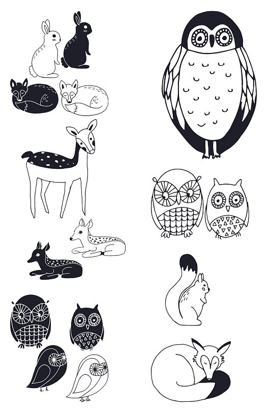 手绘线条动物元素