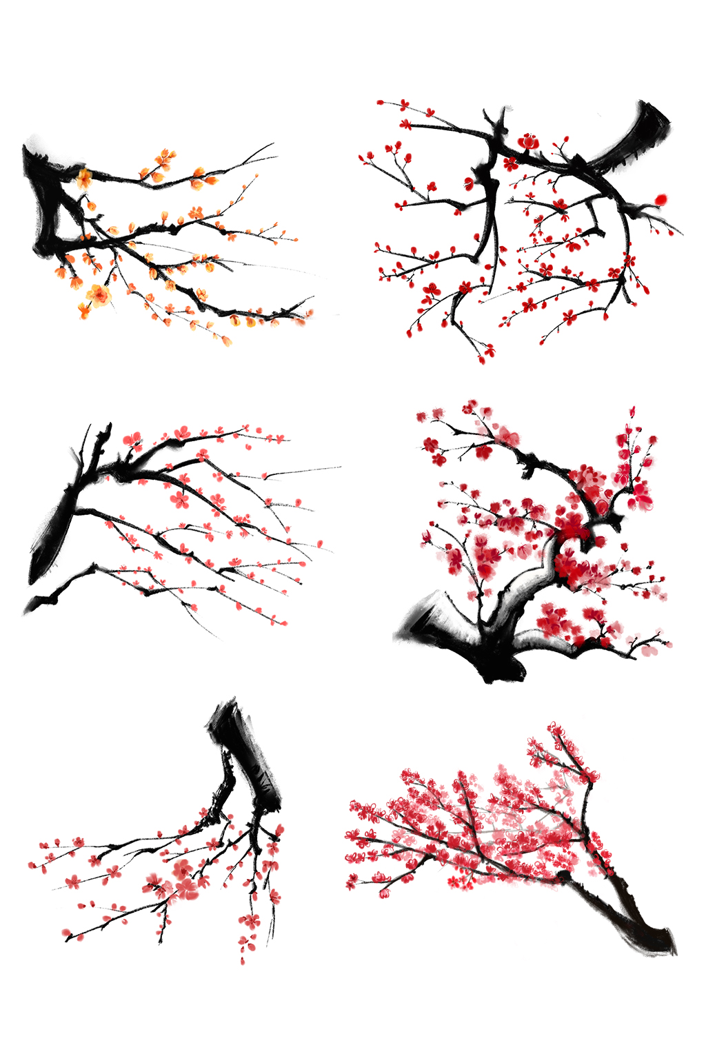 手绘国风冬季梅花元素
