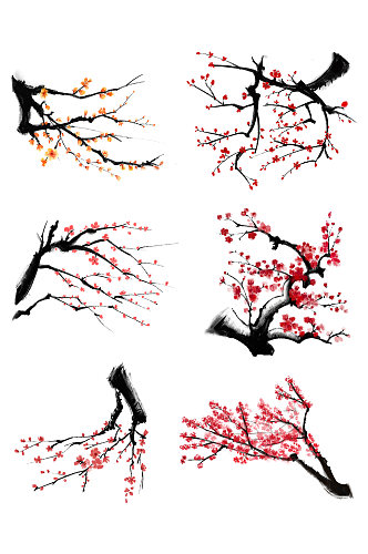 手绘国风冬季梅花元素