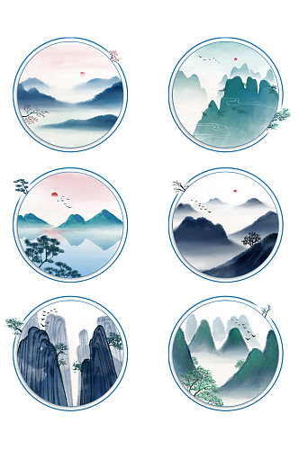 中式国画山水元素