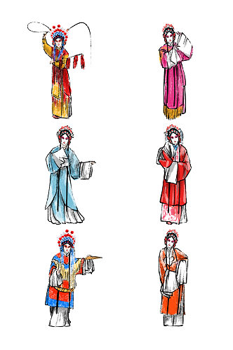 中式古典水墨花旦元素