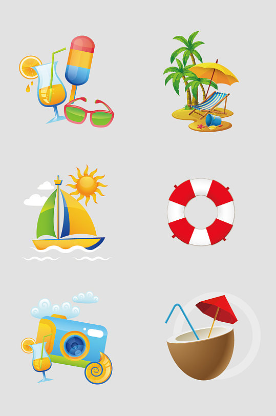 ai矢量海边旅游度假元素