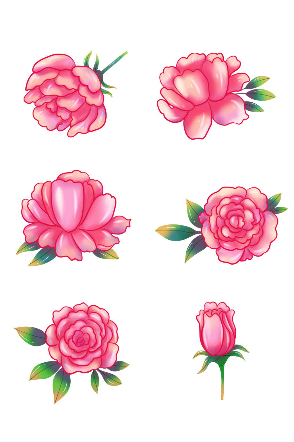 粉红色水墨花朵花元素素材