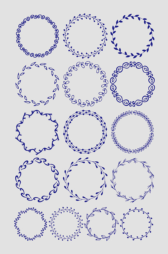 圆形花草花纹花边