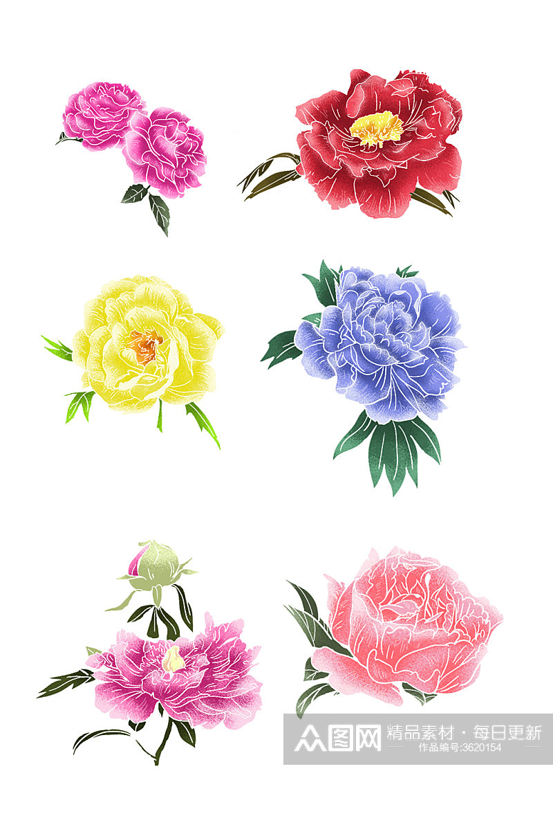 五彩缤纷玫瑰花元素素材