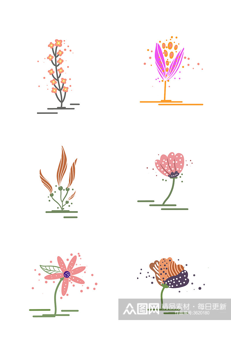 手绘水彩花卉花朵元素素材