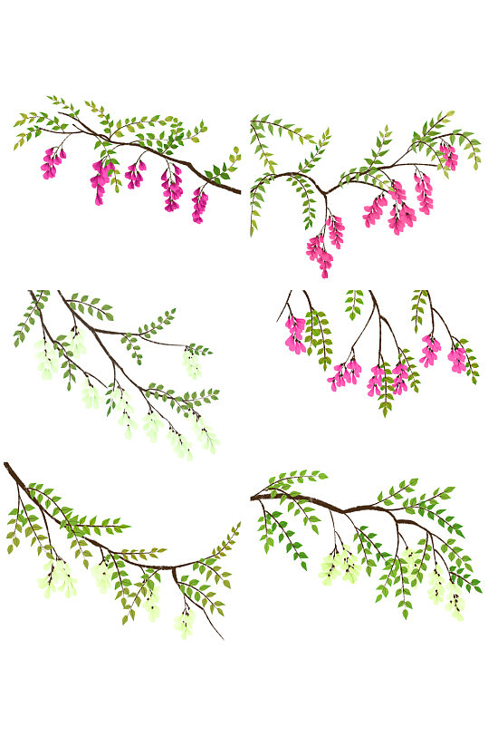 简约手绘槐花元素