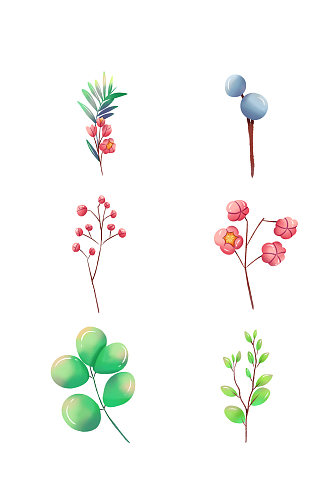 手绘水彩植物花朵元素
