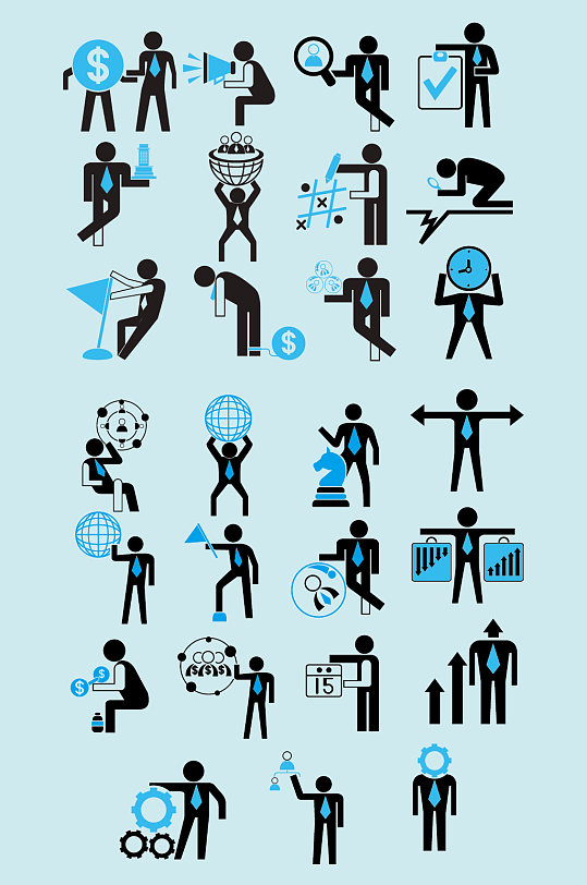 ai矢量商务卡通小人